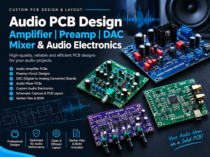 design audio pcb amplifier preamp dac mixer and audio electronics