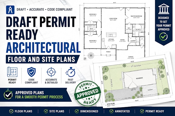 draft permit ready architectural floor and site plans