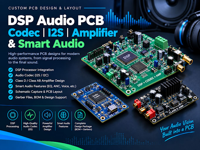 design dsp audio pcb codec i2s amplifier and smart audio device