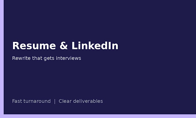 rewrite your resume and linkedin profile