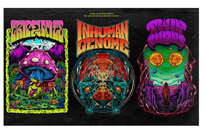 create trippy stoner doom psychedelic metal logo design