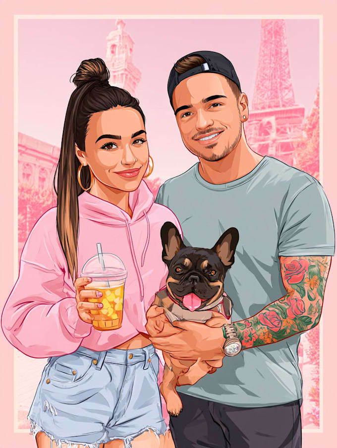 draw couple portrait illustration
