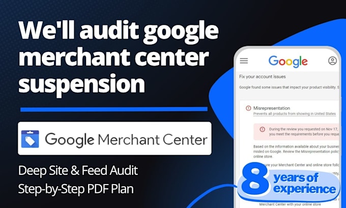audit google merchant center misrepresentation, suspension