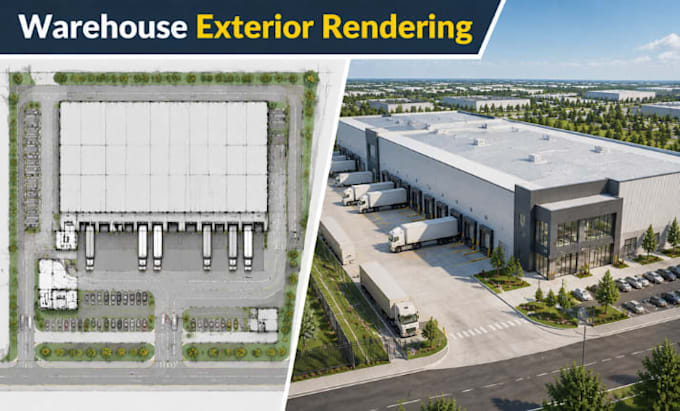 render warehouse exterior architecture visualization industrial building design