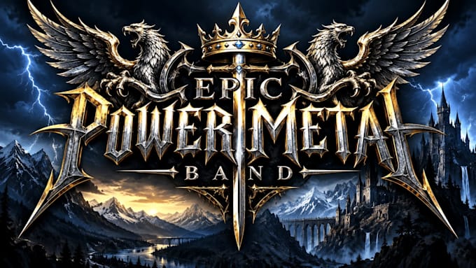 create an epic power metal band logo