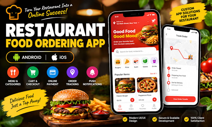 build restaurant food delivery ordering app android ios mobile app online food