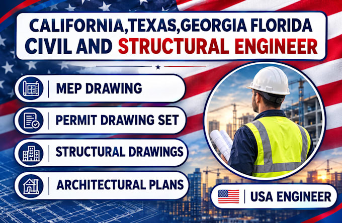 review and revise civil and structural engineering drawing plans set for permit