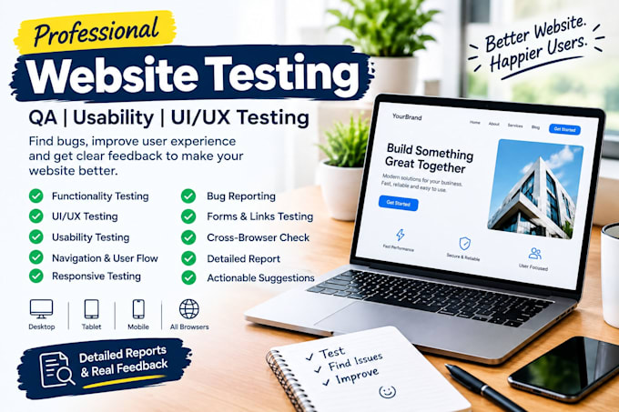 do website testing, QA, usability and UI UX testing