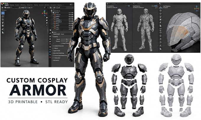 create custom cosplay armor, 3d printable armor and armor stl files
