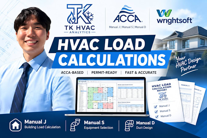provide acca manual j, s and d hvac load calculations