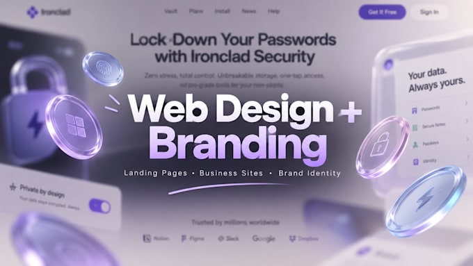 design and develop a landing page or business website with branding