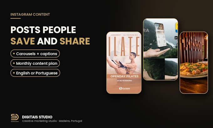 design instagram carousel posts and a monthly content plan