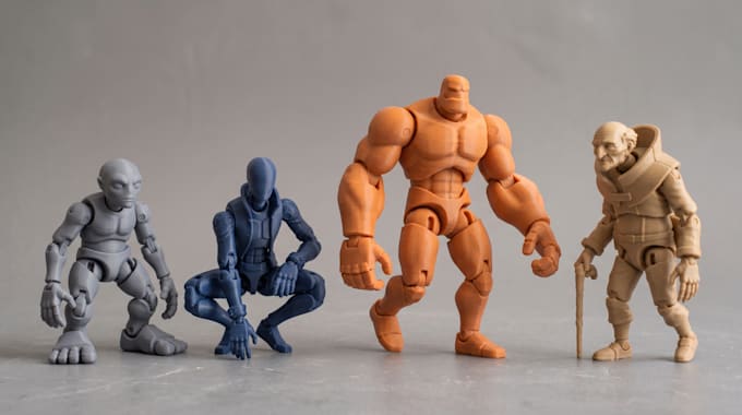 create custom articulated 3d character models printable stl flexi toys figures