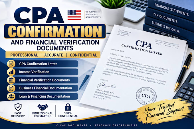 prepare CPA confirmation, financial verification documents