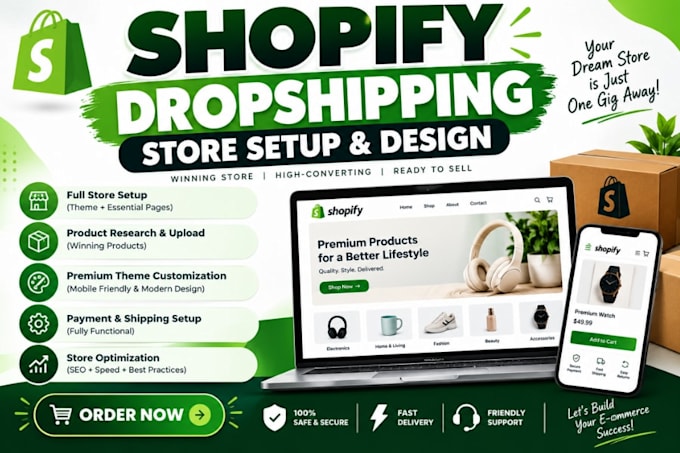 build a branded shopify dropshipping store and shopify dropshipping website