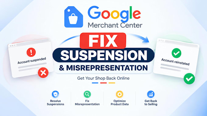 fix google merchant center suspension and misrepresentation
