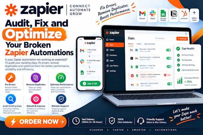 audit, fix and optimize your broken zapier automations