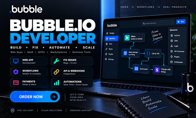 create complex bubble io workflows,bubble apis,bubble webhooks,bubble automation