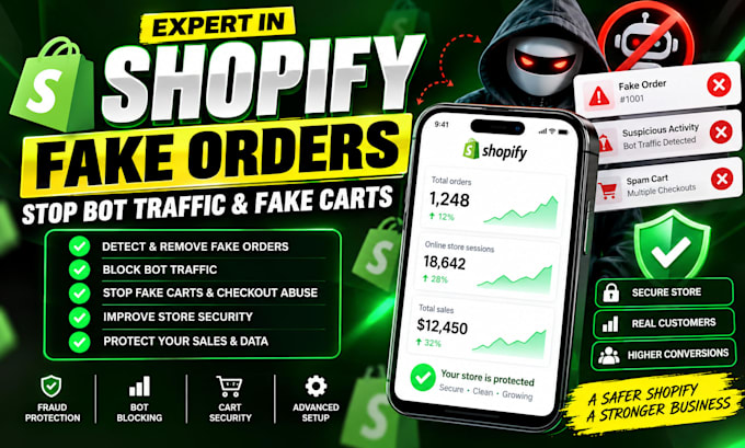 fix shopify fake orders, stop shopify bot traffic and fake carts