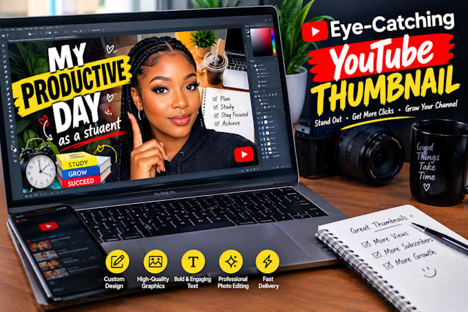 design eye catchy youtube thumbnail