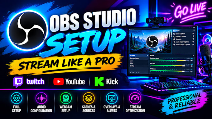 professionally setup obs for streaming and recording