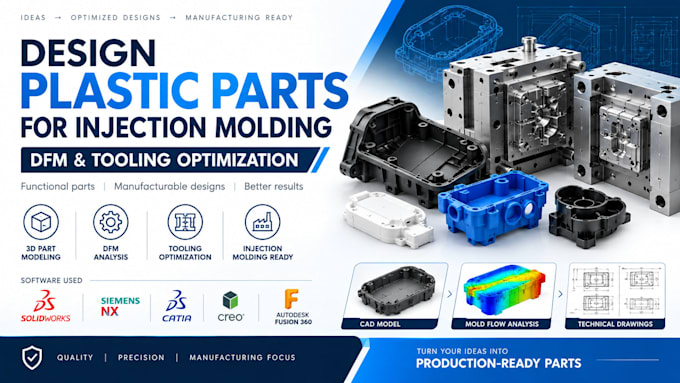 design plastic parts for injection molding, dfm and tooling optimization