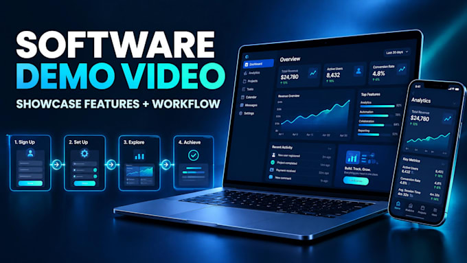 create software demo video that shows off app features saas video editing