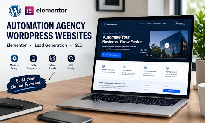 build automation agency wordpress websites with elementor, lead generation, SEO