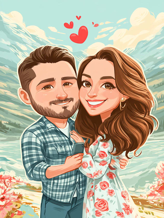 couple portrait wedding portrait illustration