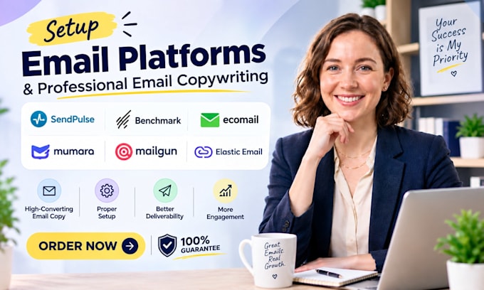 setup sendpulse, benchmark, ecomail, mumara, mailgun, elastic email copywriting