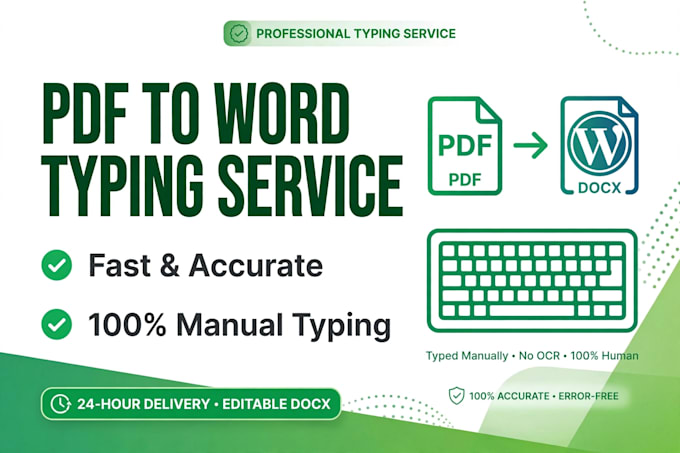 do fast typing, pdf to word typing, image to word typing