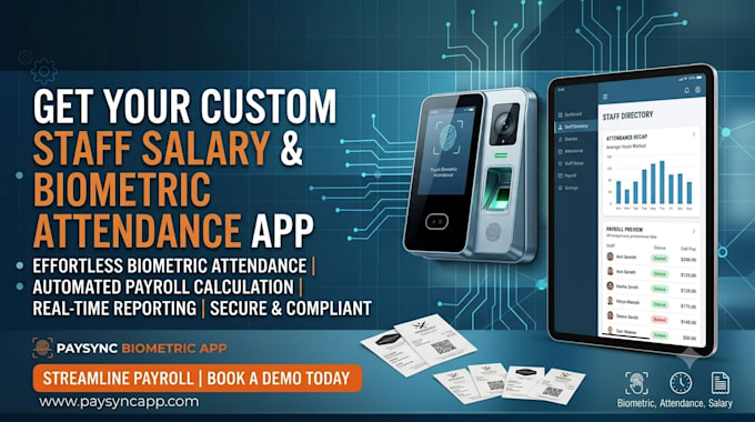 develop private staff attendance biometric salary calculation application