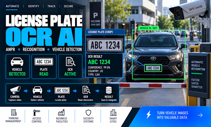 develop license plate recognition, anpr, ocr and vehicle detection system