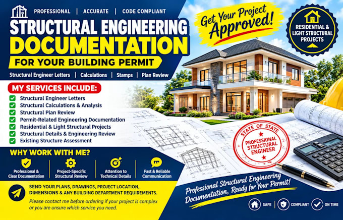 provide structural engineer letter structural calculations and engineering stamp