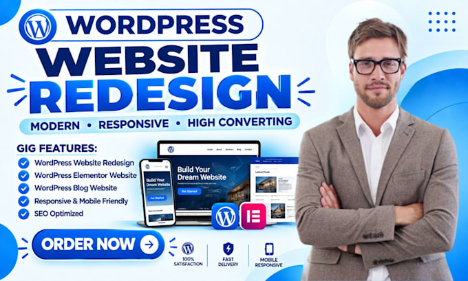 wordpress website redesign wordpress elementor website, wordpress blog website