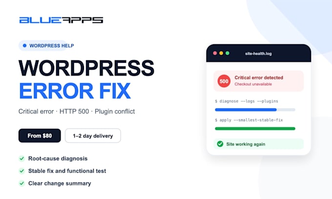 fix your wordpress critical error, 500 error or plugin conflict