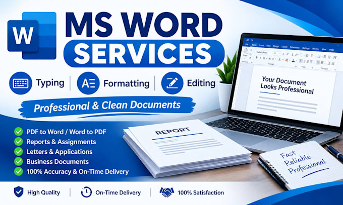 do ms word, typing and document formatting