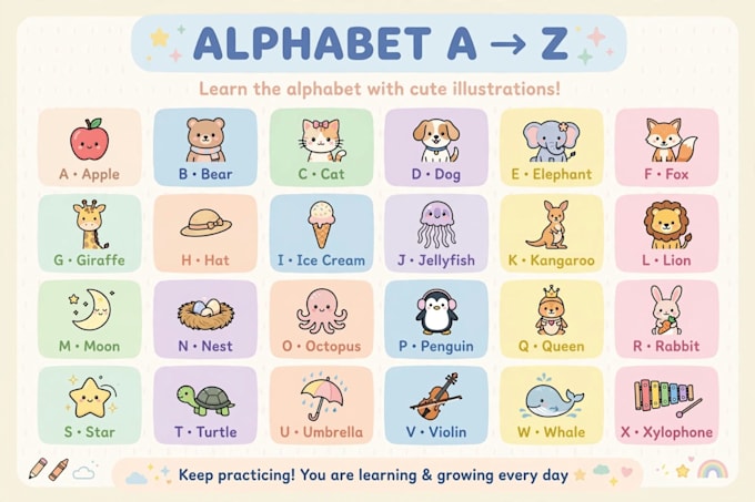 design educational posters, classroom decor and kids learning charts