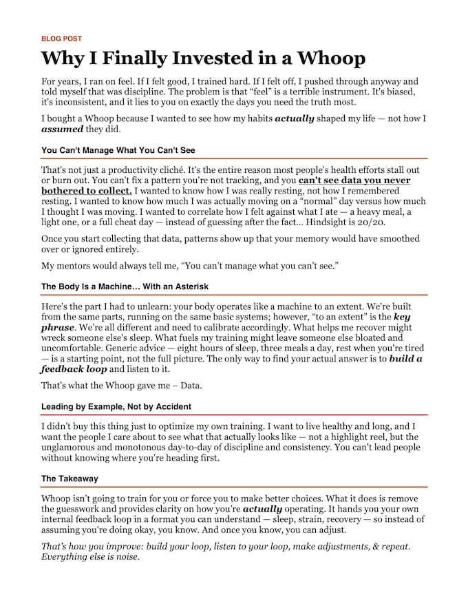 write data driven fitness and wellness content