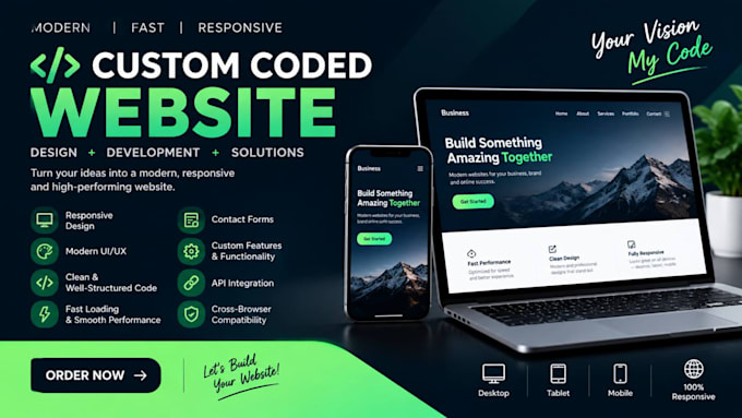 build a responsive custom coded website