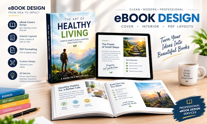 design a professional ebook, ebook cover and PDF layout