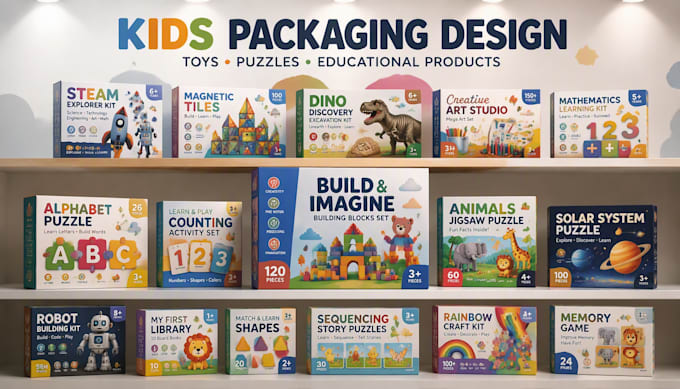 creative kids toy and educational product packaging