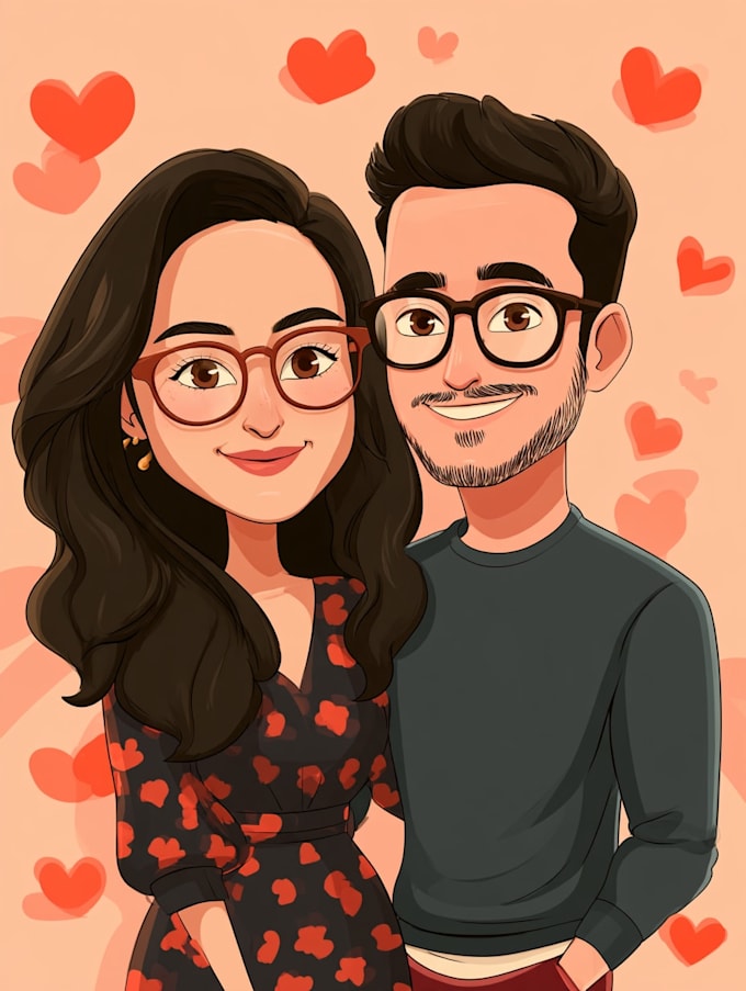 couple portrait wedding portrait illustration