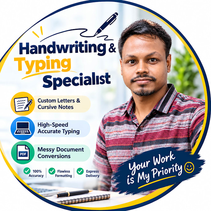 provide beautiful handwriting and fast typing services