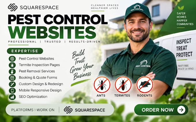 build squarespace pest control website pest removal termite inspection website