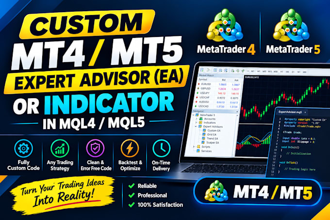 code custom mt4 mt5 expert advisor eas or indicator in mql4 mql5