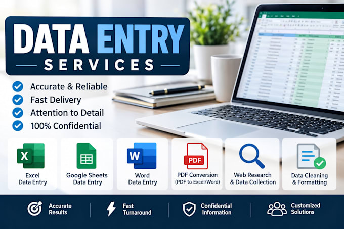 accurate data entry, excel, presentations and data cleaning