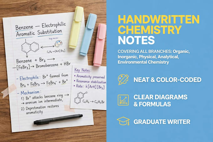 write handwritten chemistry notes for organic,physical,inorganic,analytical