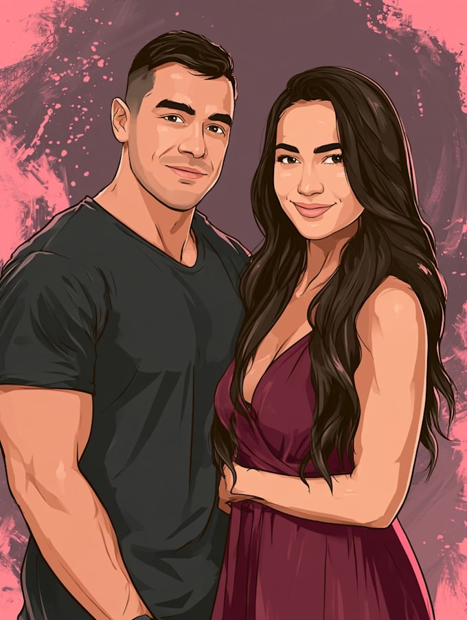 couple portrait wedding portrait illustration