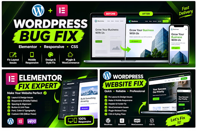 fix wordpress and elementor bugs and issues